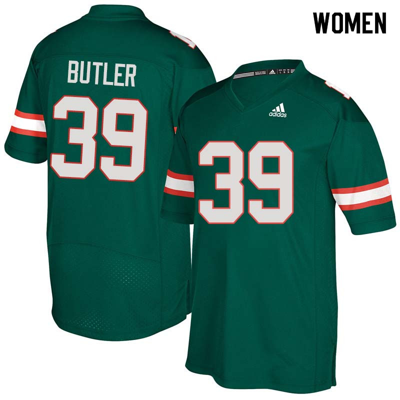 Women Miami Hurricanes #39 Jordan Butler College Football Jerseys Sale-Green